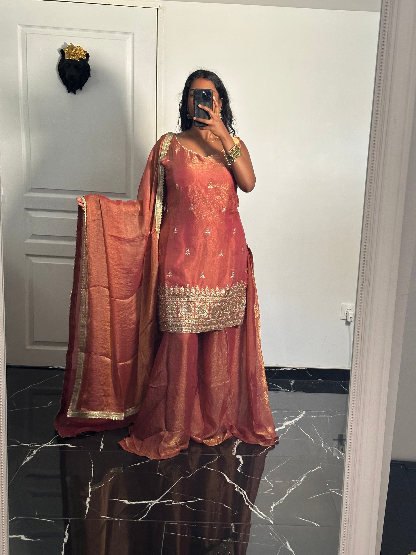 Salwar rose cuivré