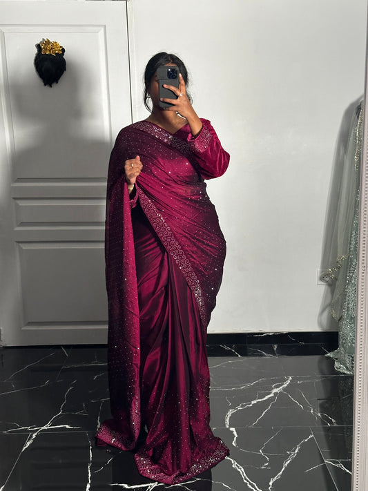 One minute saree magenta