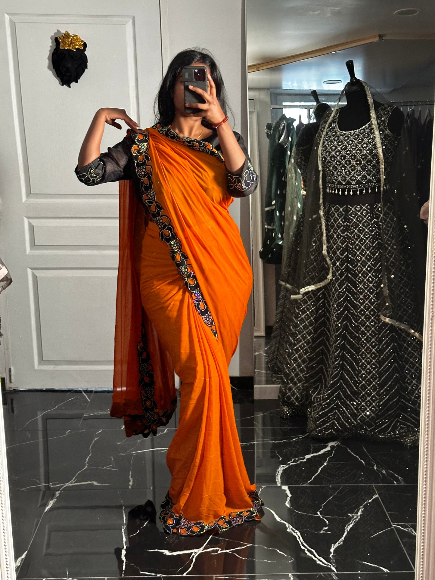 Orange one minute saree