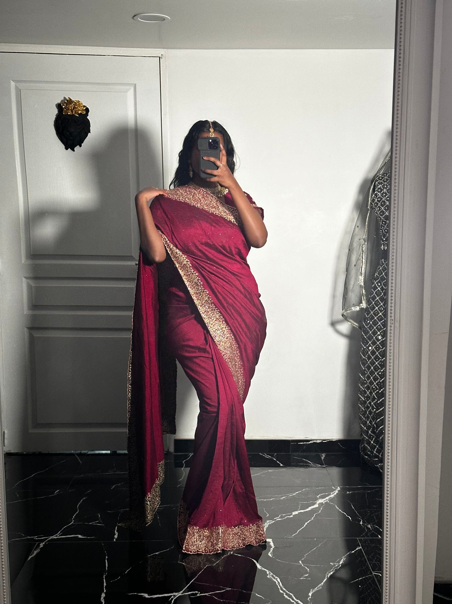 Soft one minute saree Magenta