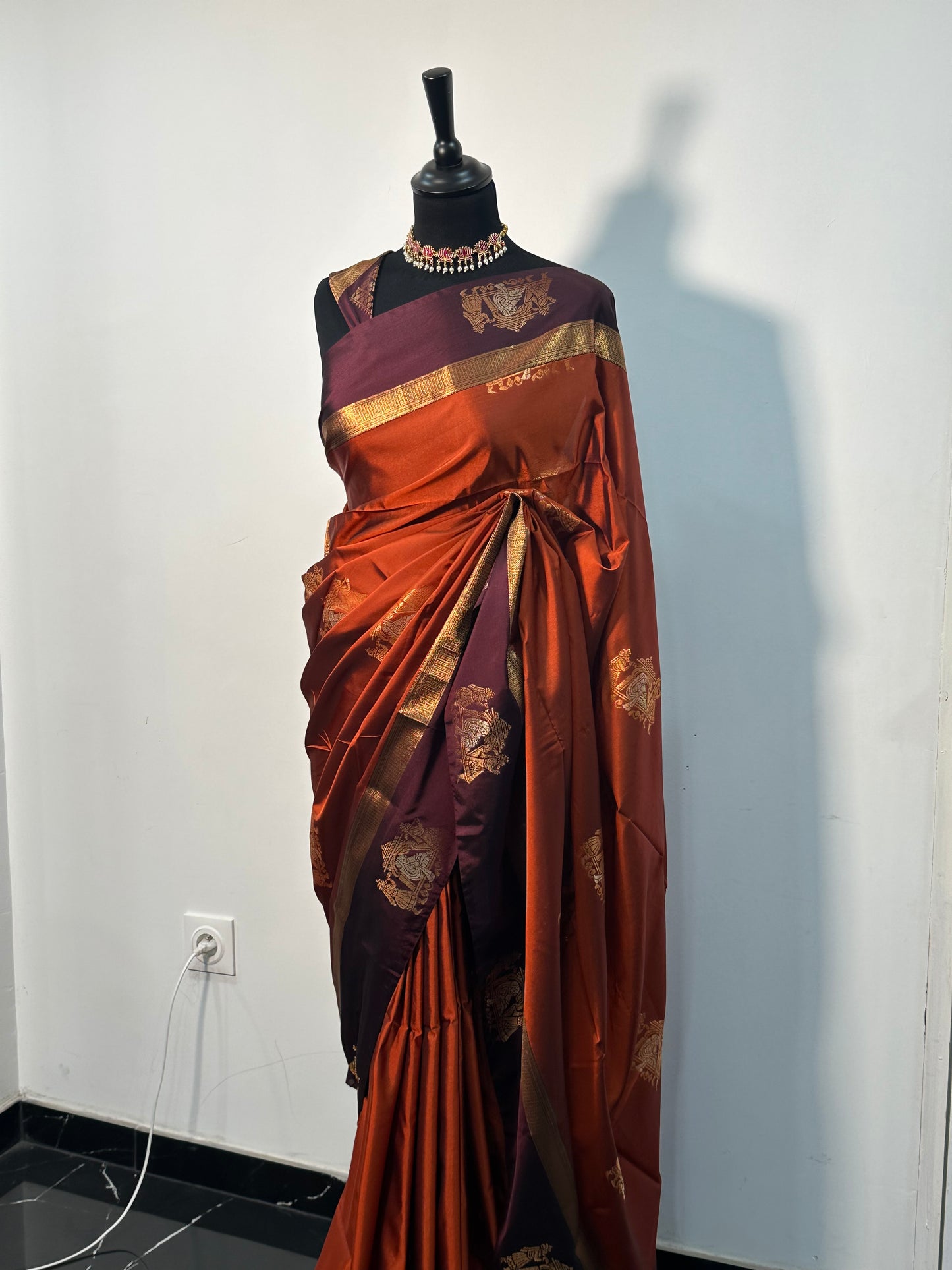 Sari Soft Silk – Terracotta & Prune
