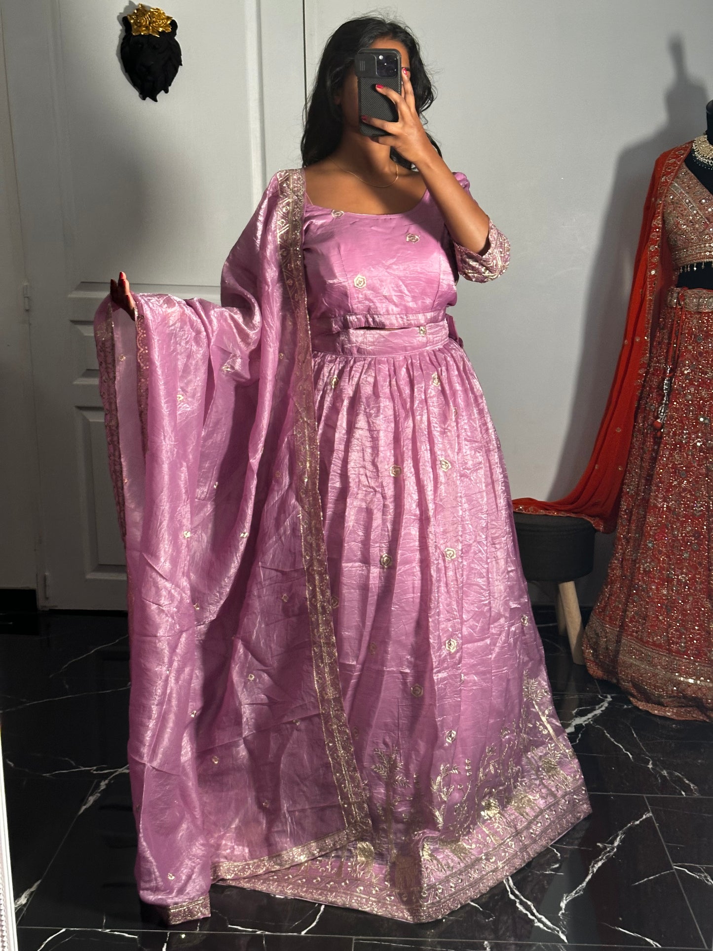 Lehenga rose poudré