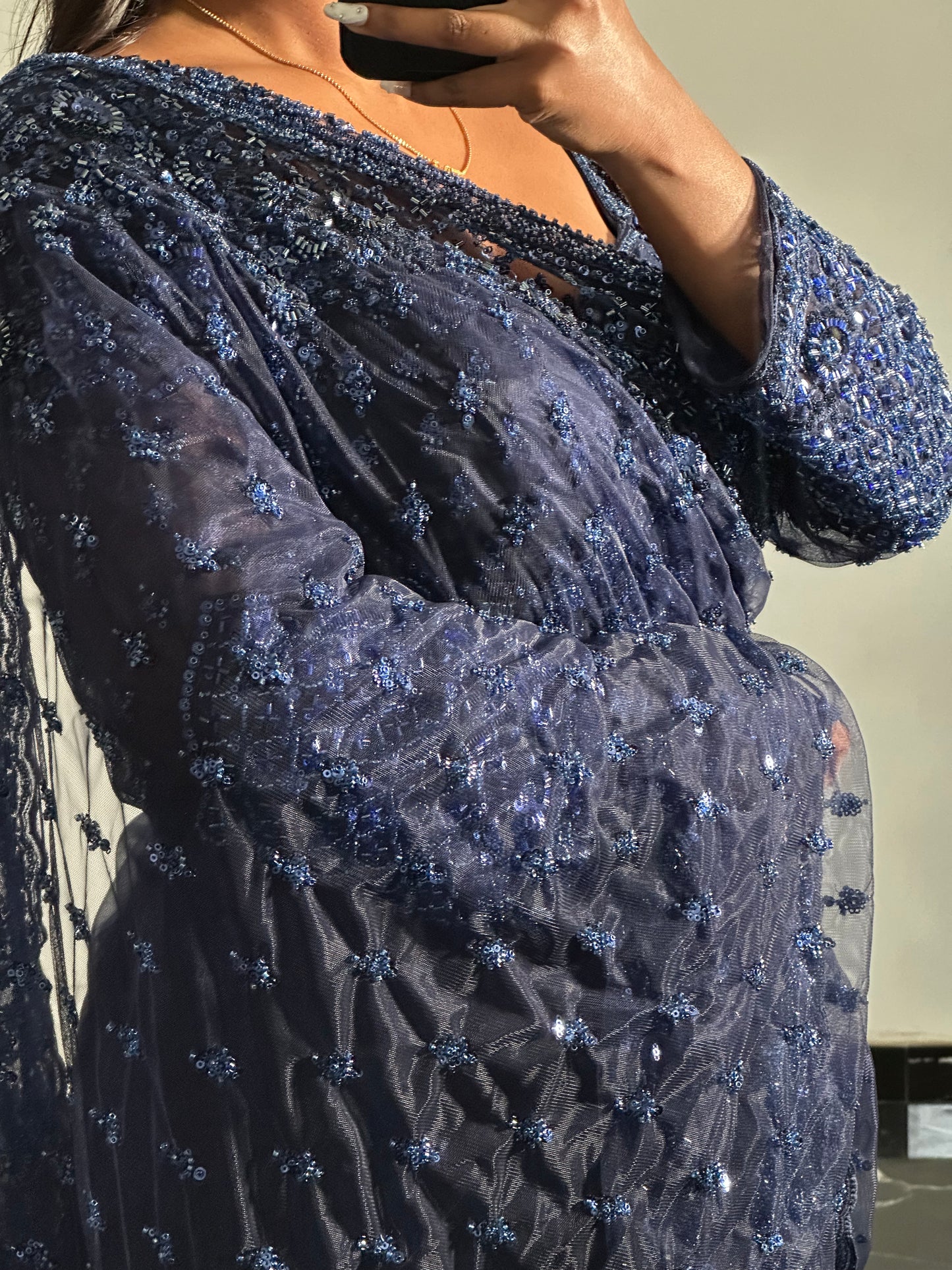 Saree bleu nuit profond