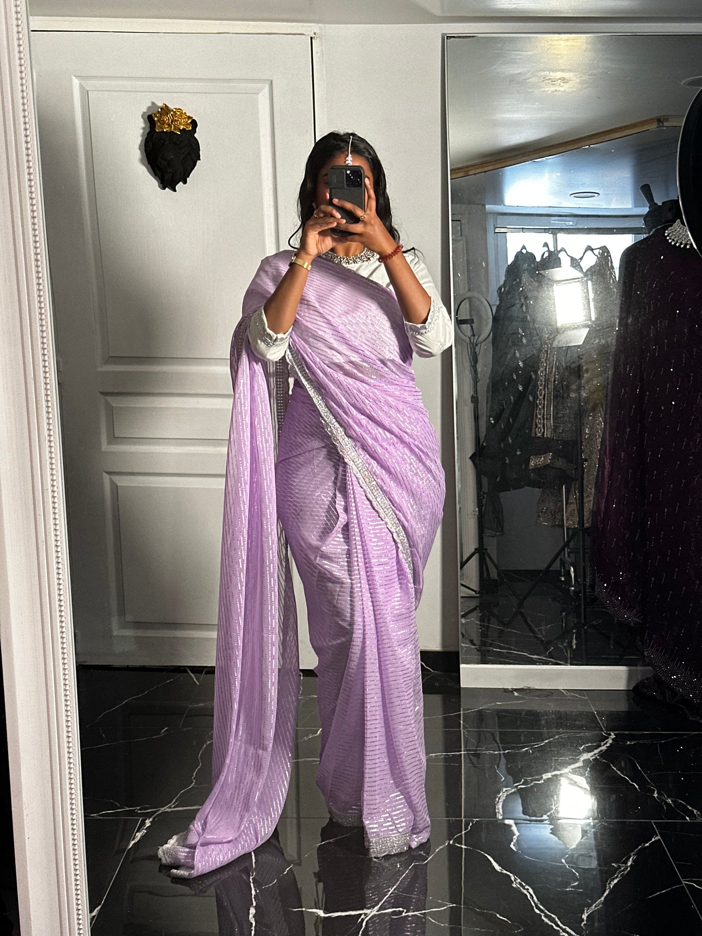 1 minute saree bleu/rose/violet