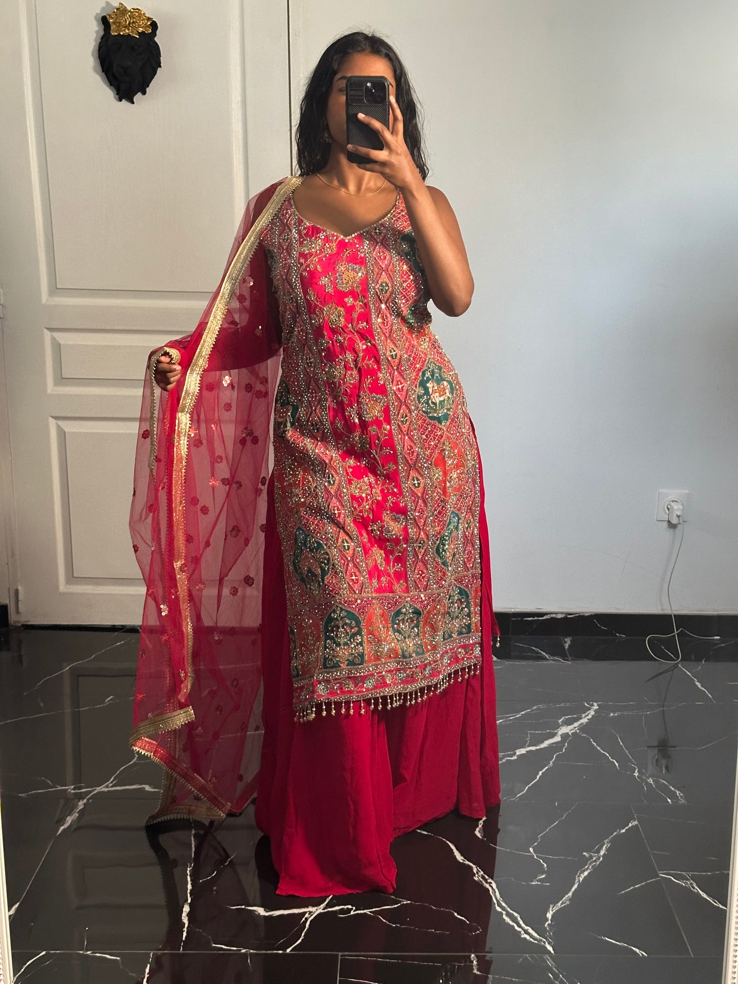 Salwar rose rubis