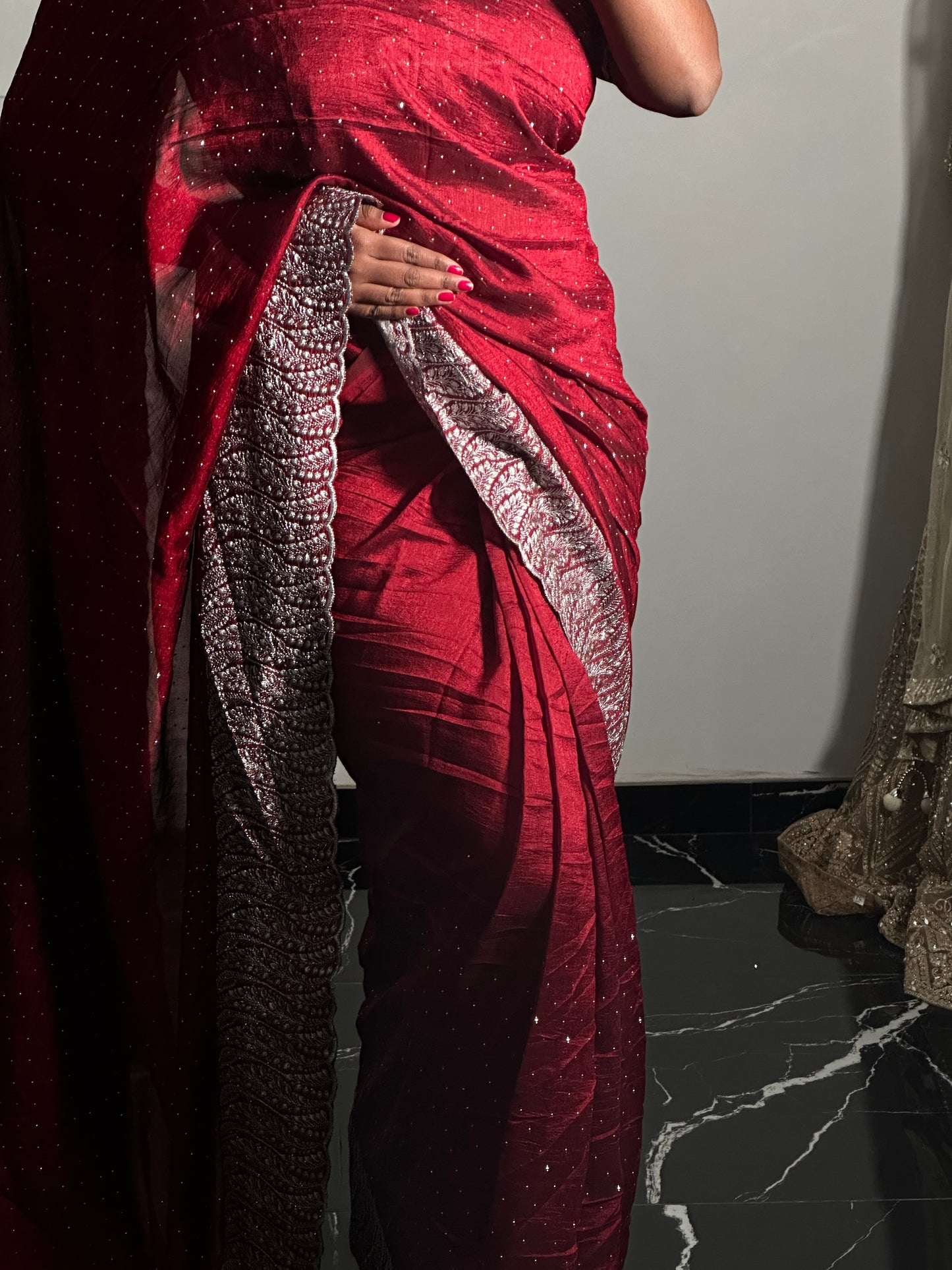 Chana red one minute saree