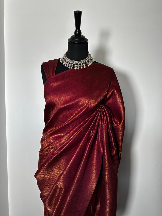 Sari Kubera Pattu Grenat Doré