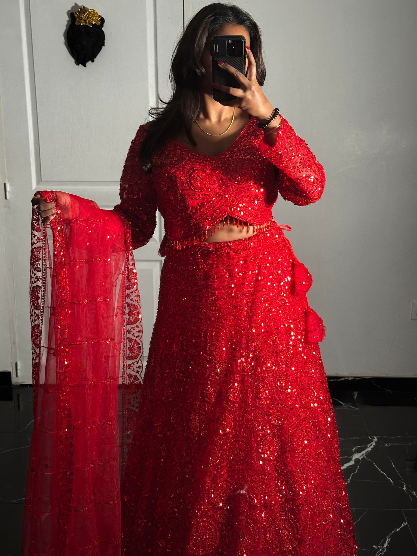 Lehenga Rouge Impérial
