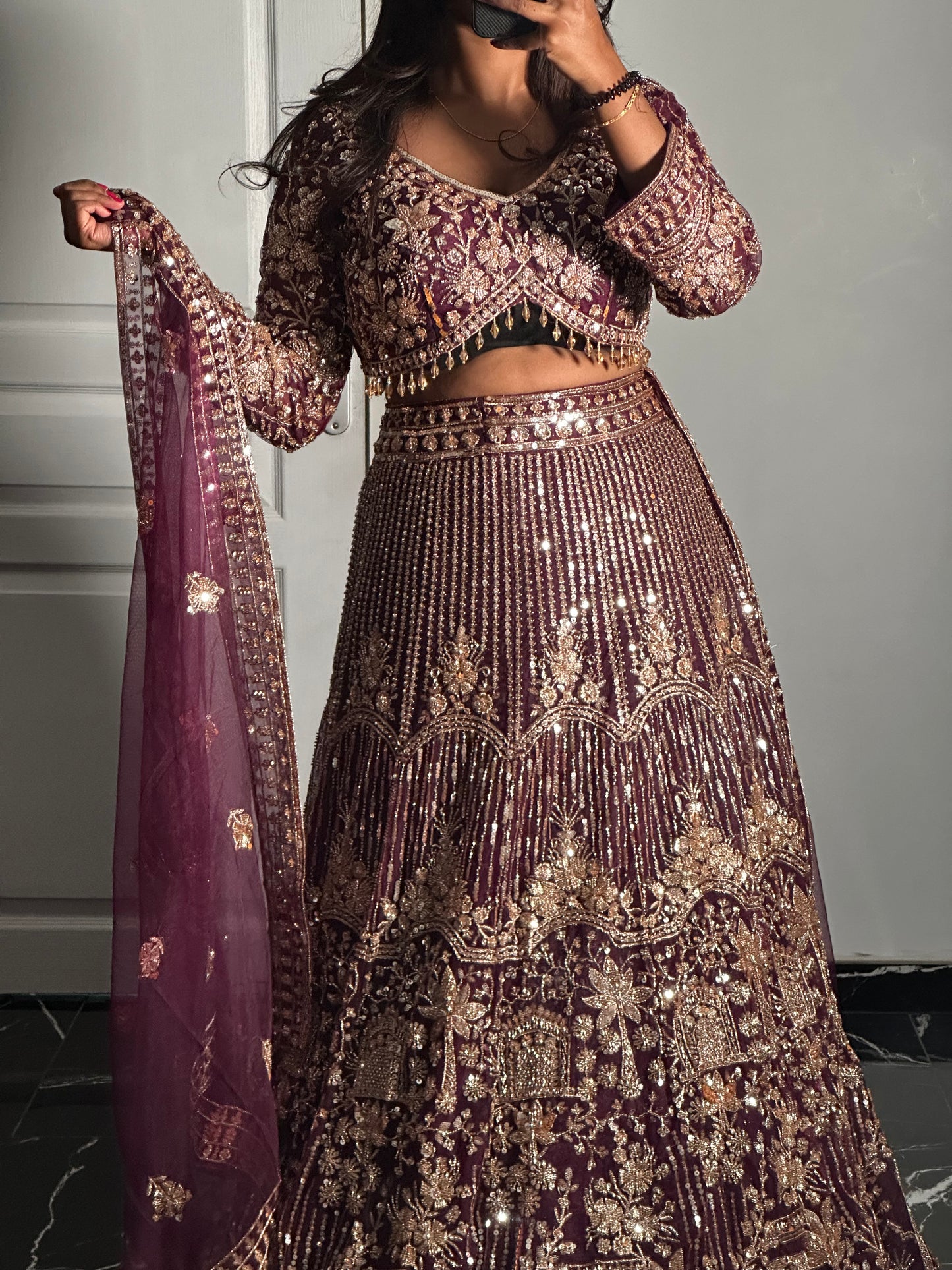 Lehenga Royal Grenat