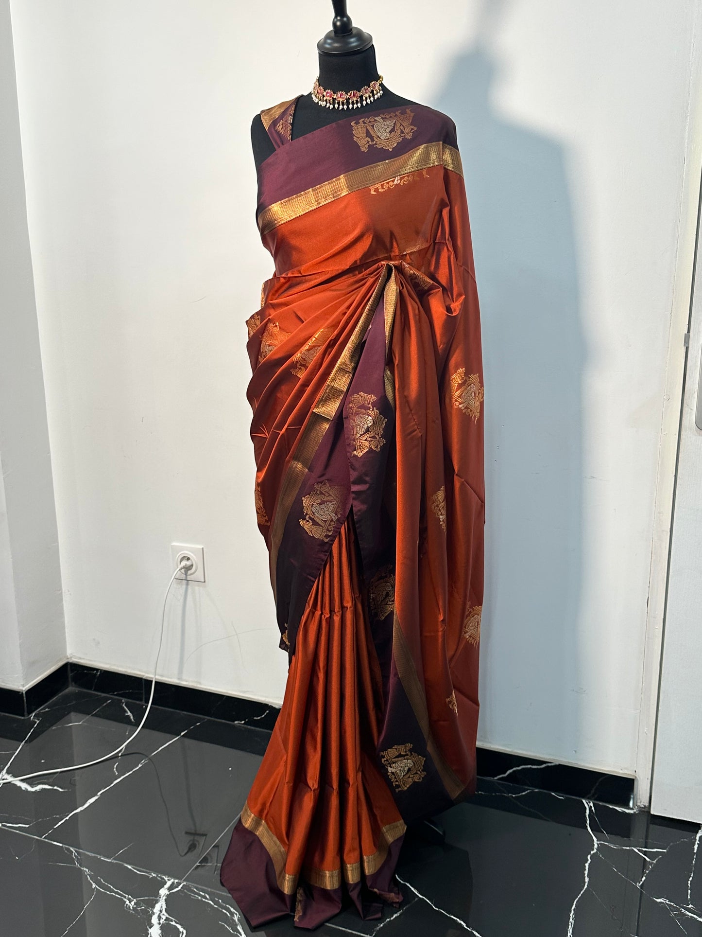 Sari Soft Silk – Terracotta & Prune