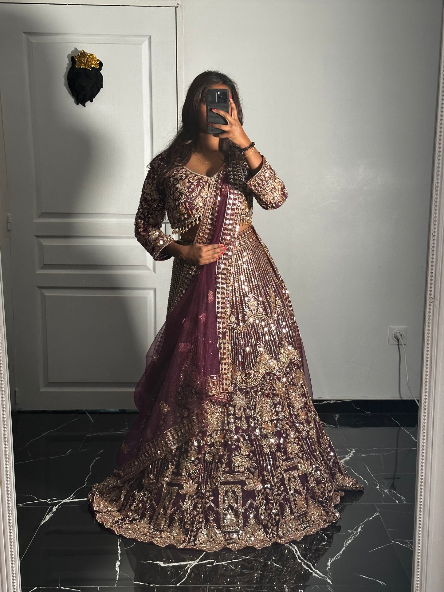 Lehenga Royal Grenat