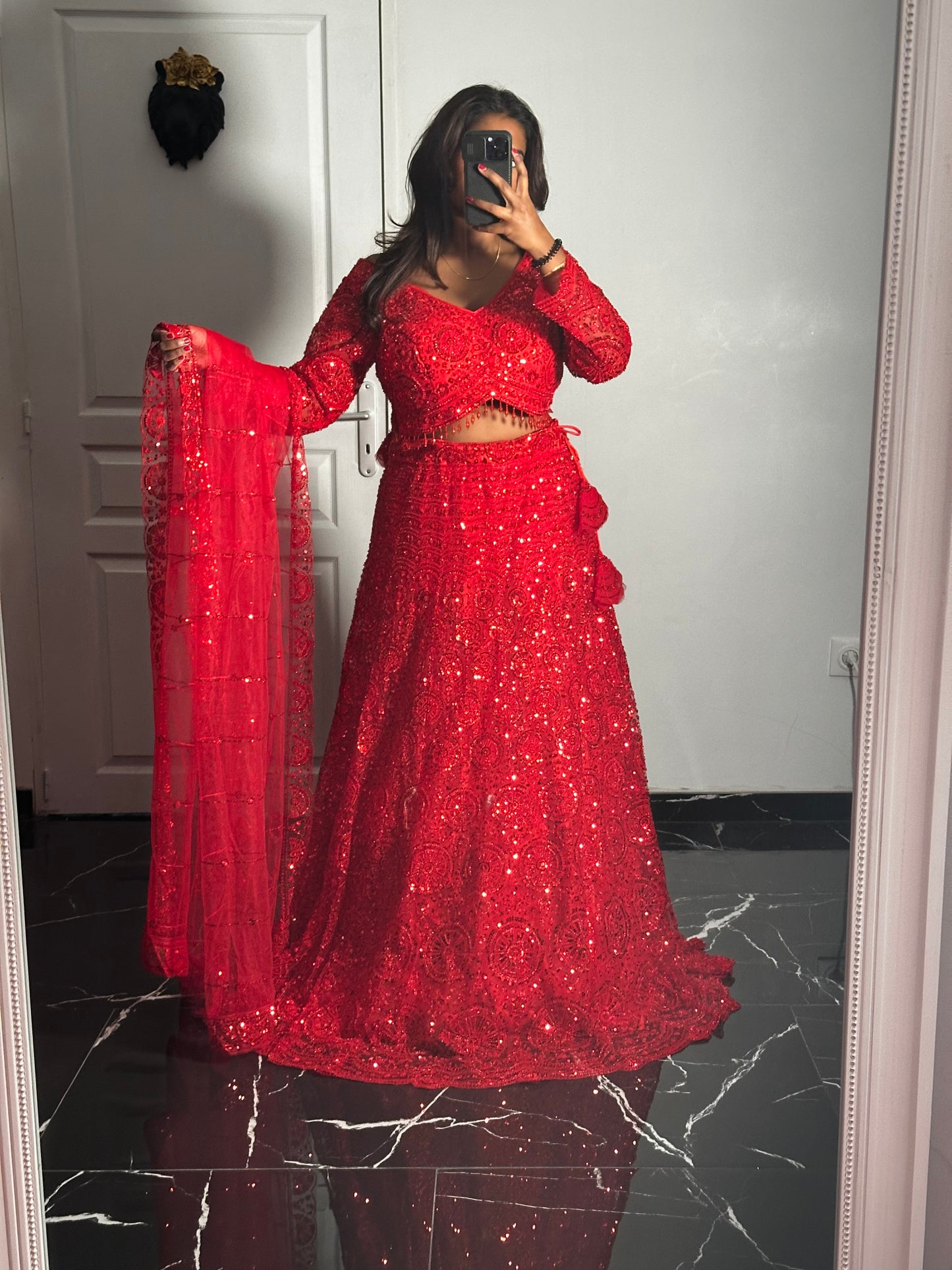 Lehenga Rouge Impérial
