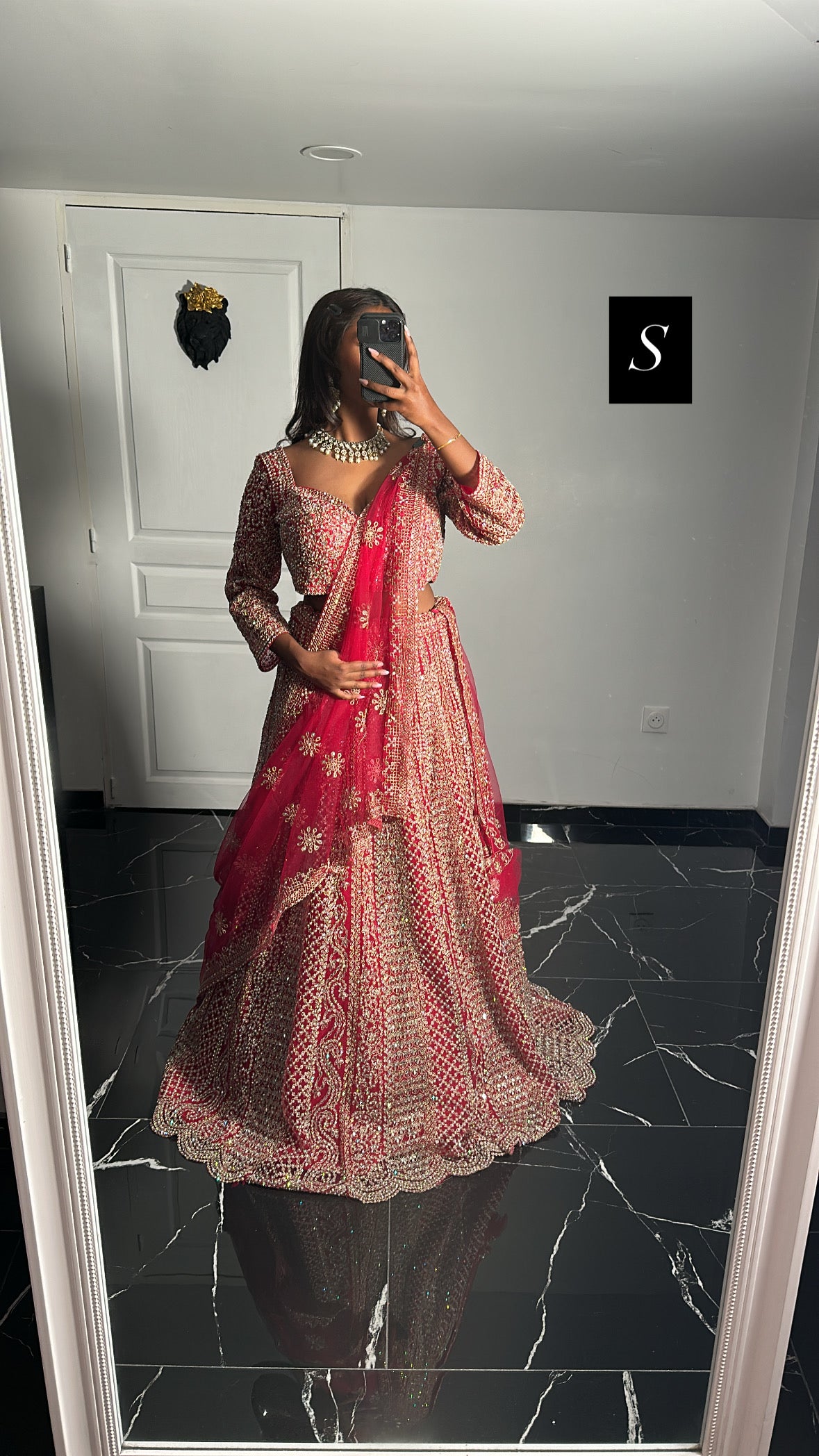 Lehenga rouge fushia