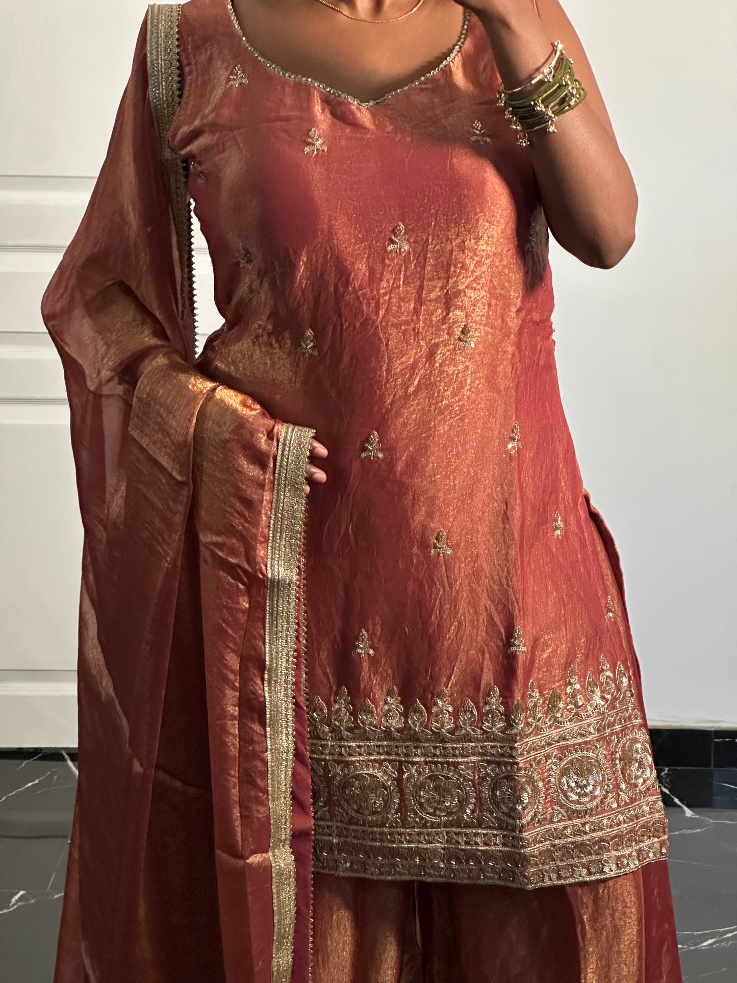 Salwar rose cuivré