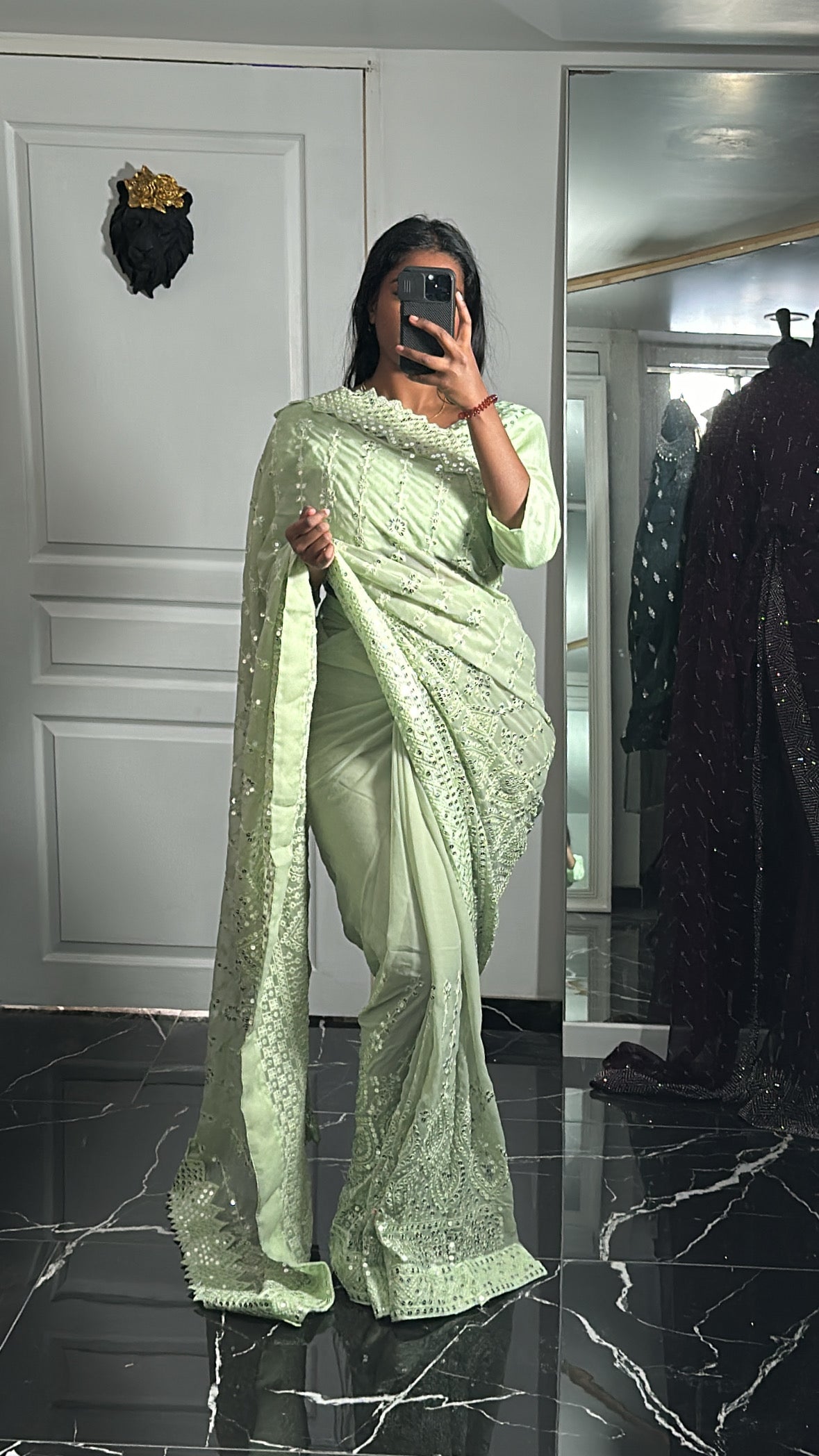 Suzi- One minute Saree vert pastel