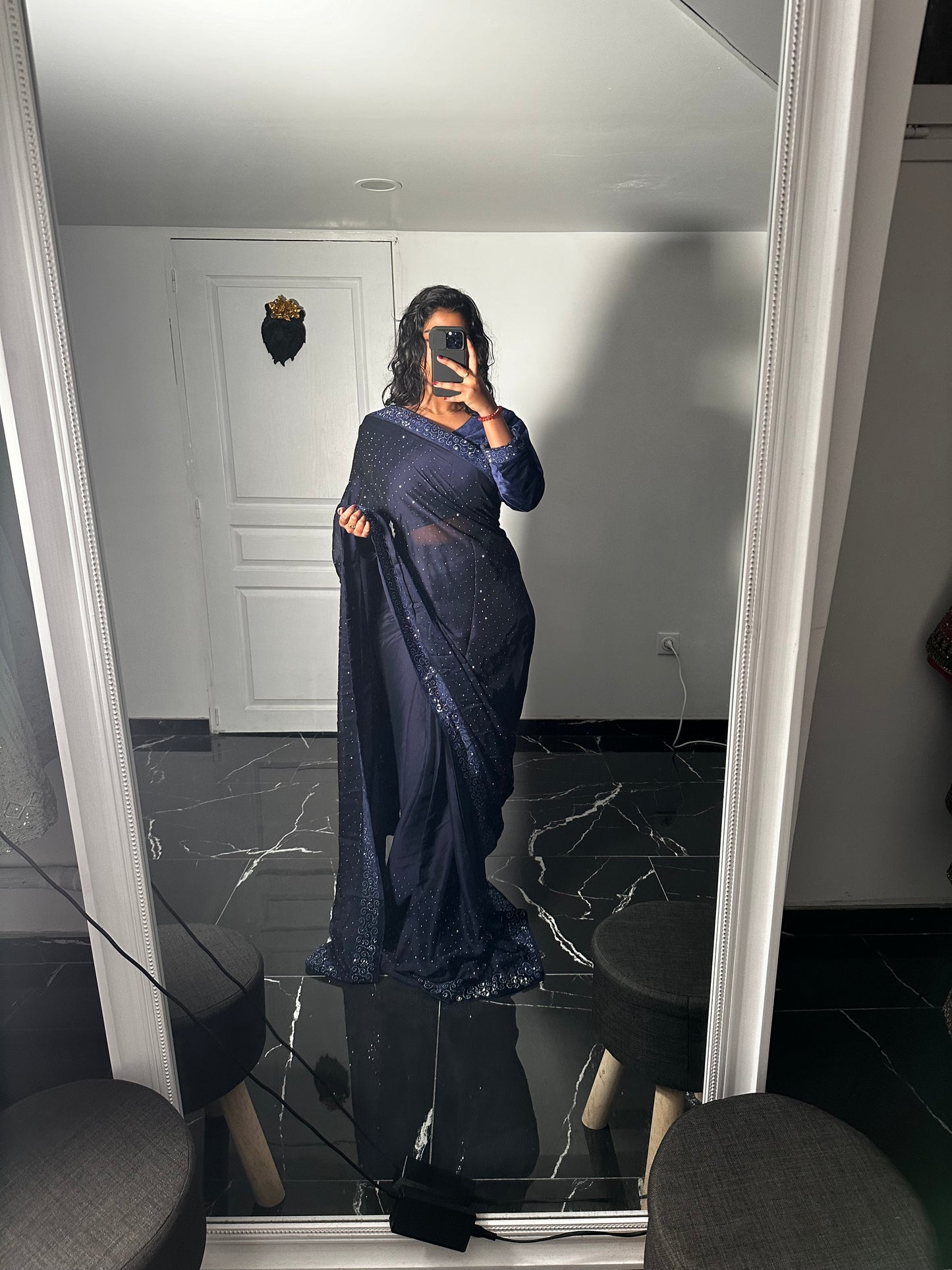 One minute saree Bleu