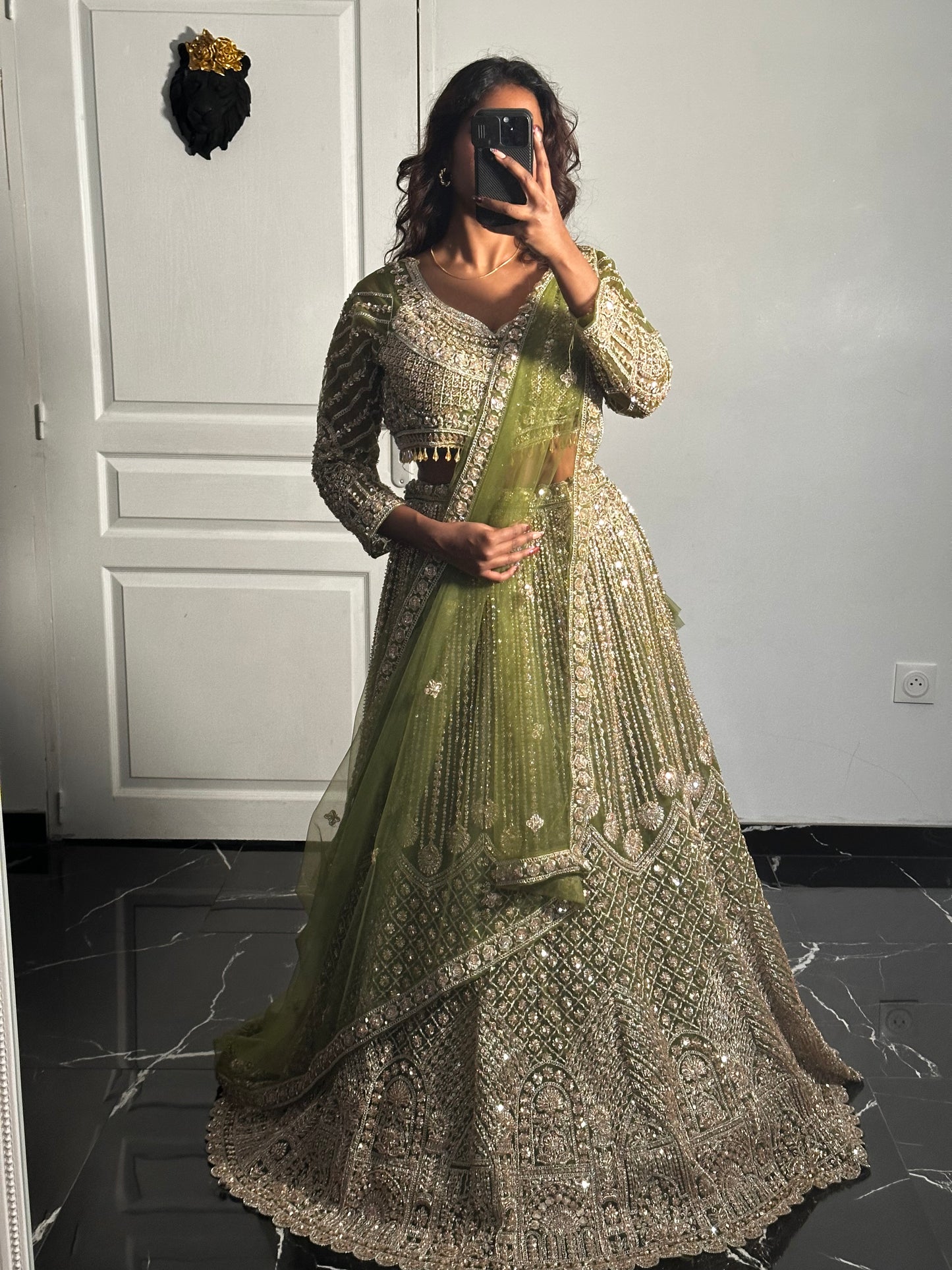 Lehenga brise d'olive