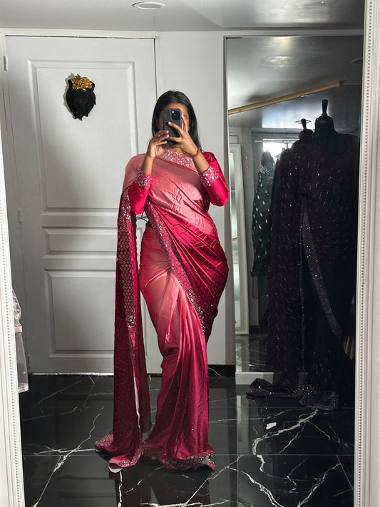 Dégradé rose- One minute saree