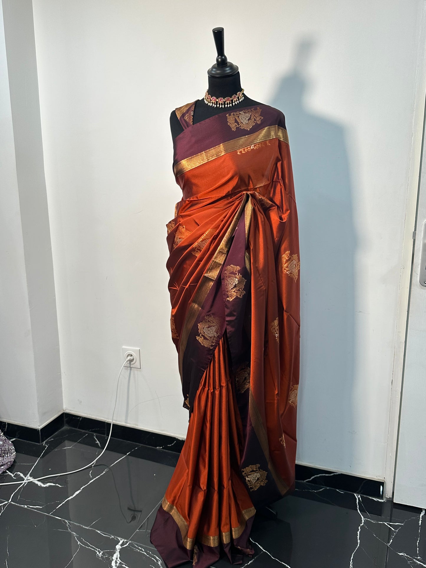 Sari Soft Silk – Terracotta & Prune