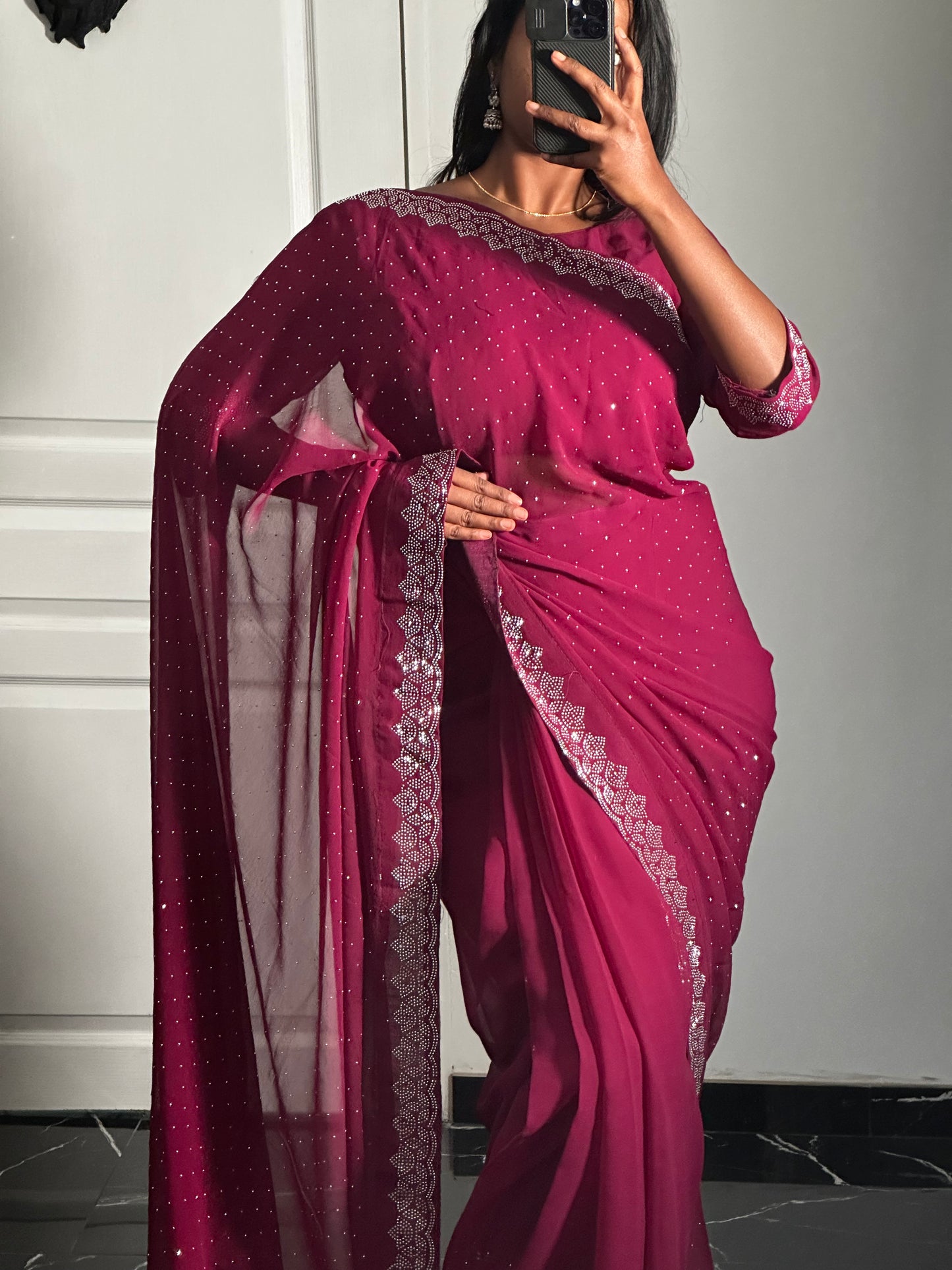 Siya one minute saree magenta
