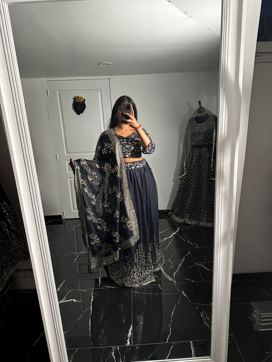 GANGA lehenga bleu marine