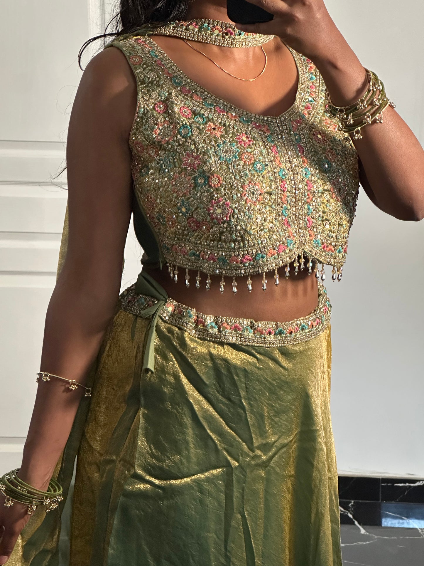 Lehenga Vert olive