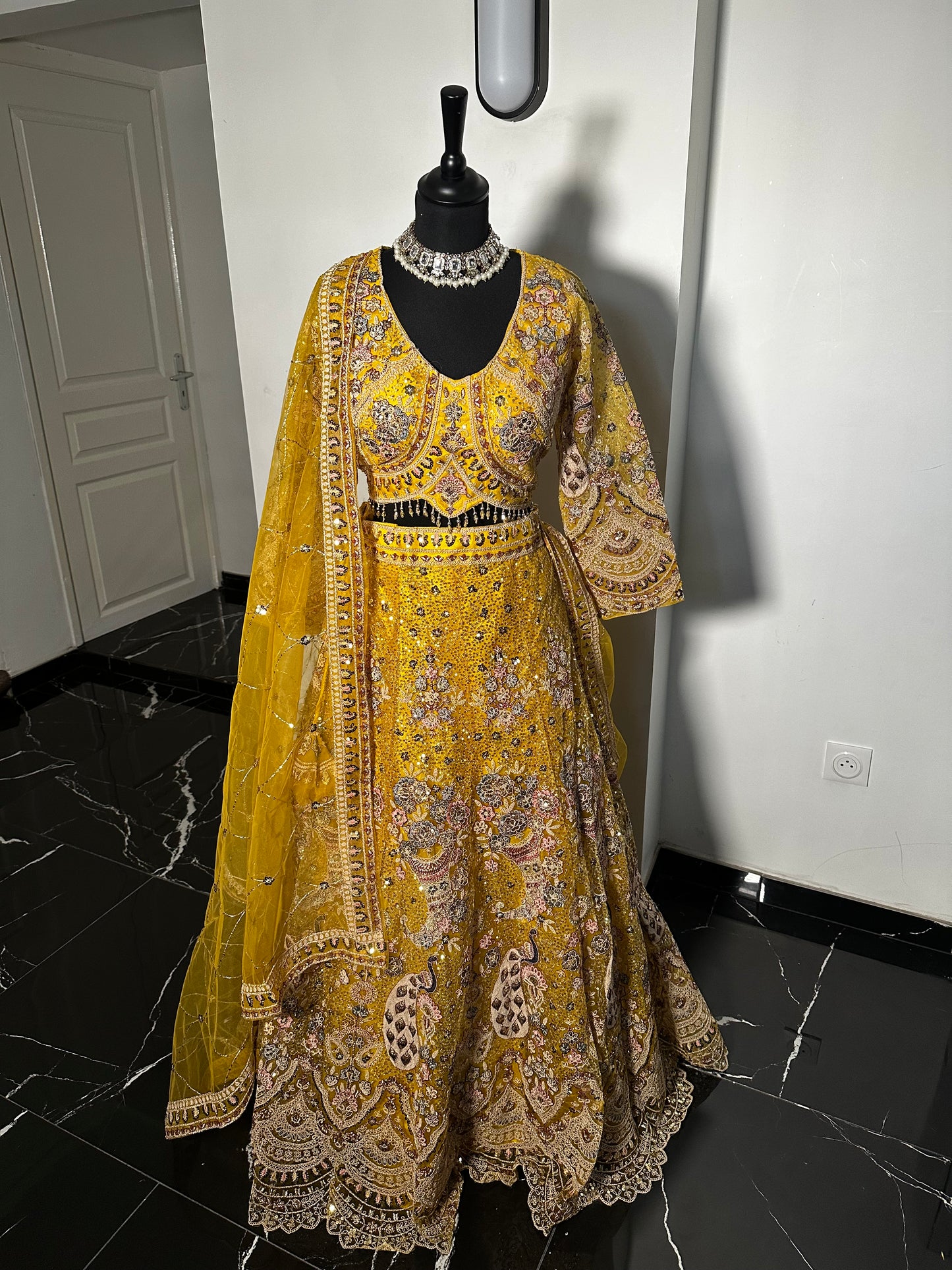 Lehenga jaune moutarde