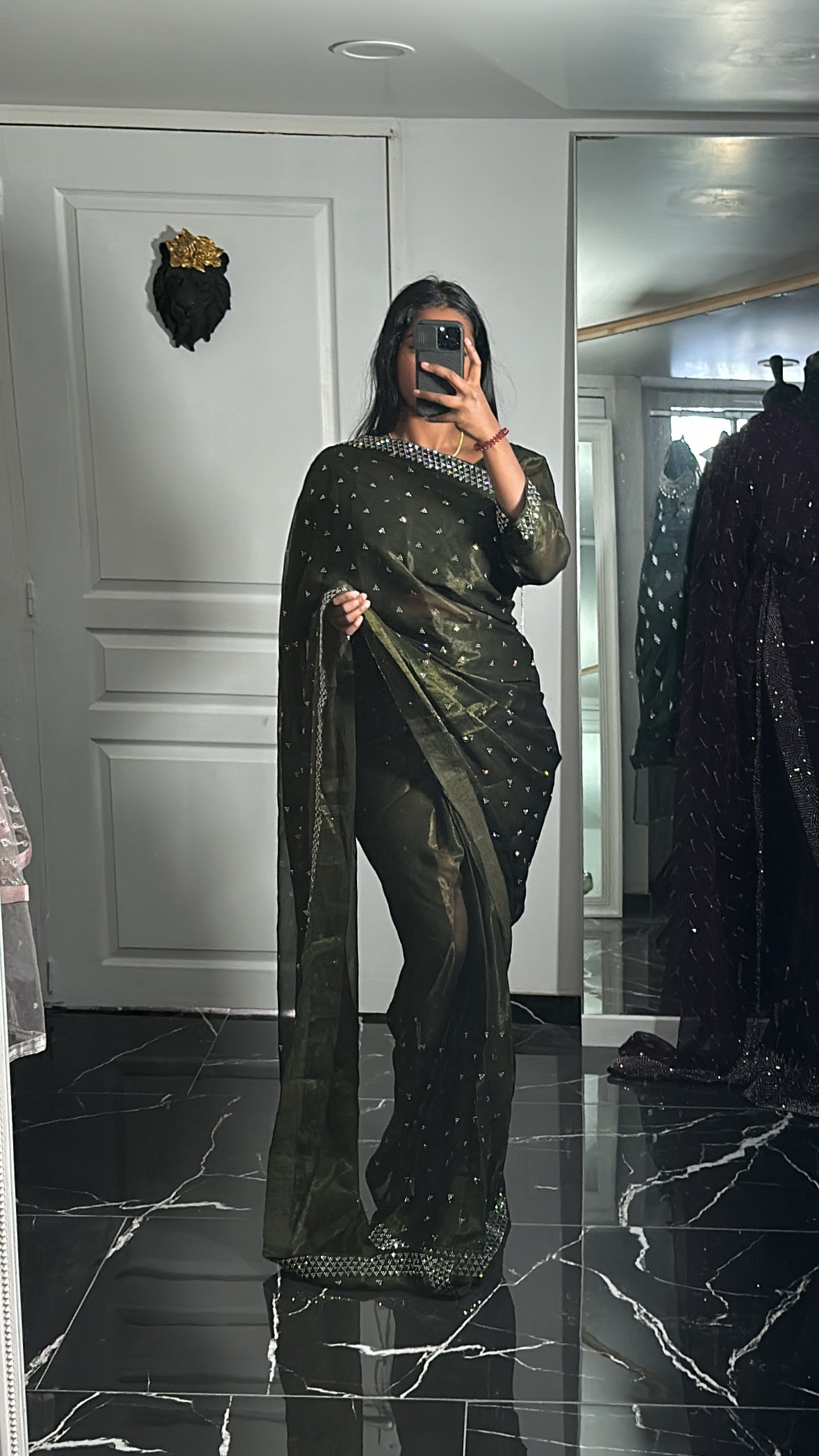 JURA saree kaki