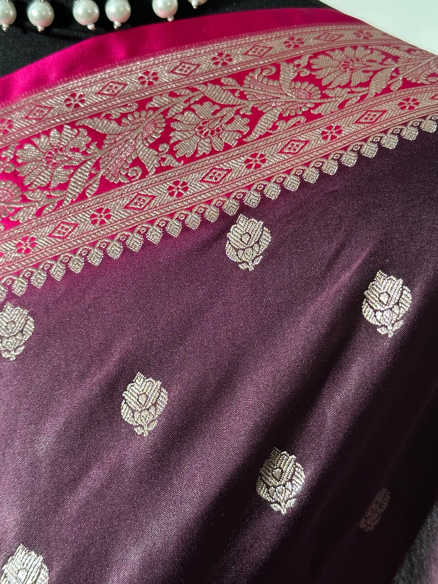 Banarasi Mashru Silk Prune