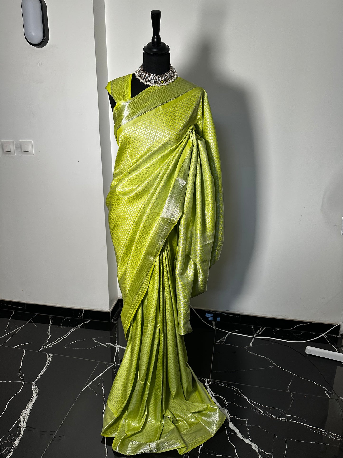 Sari Soft Banarasi Vert citron