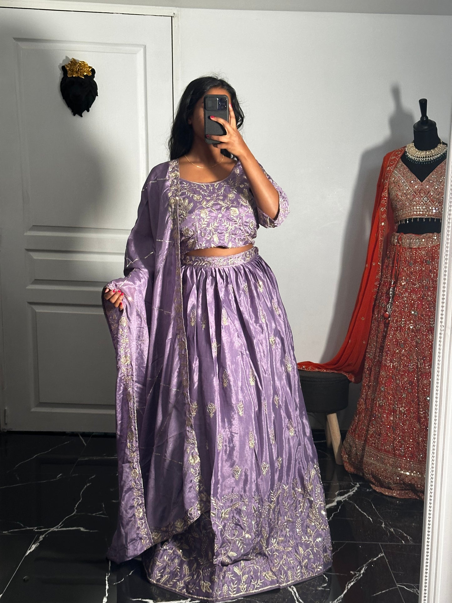 Lehenga Lavande Royal en Soie Chinon