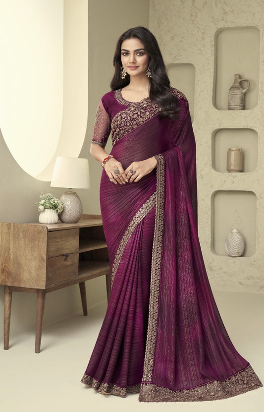 Bordeaux gold one minute saree