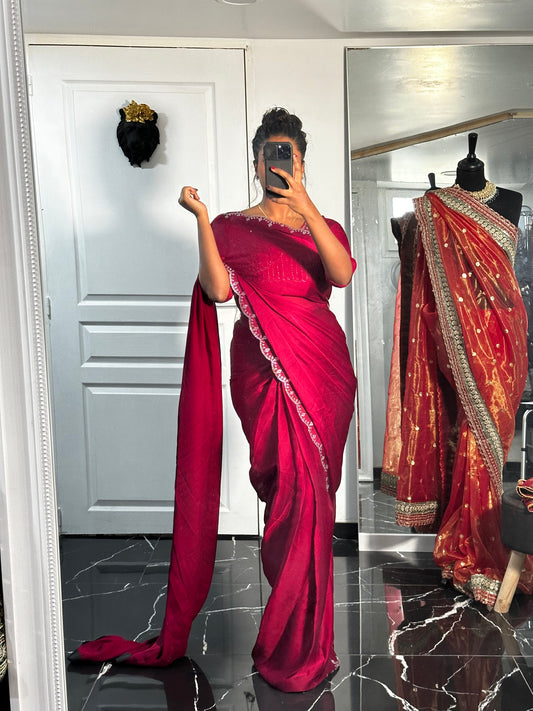 Magenta one minute saree