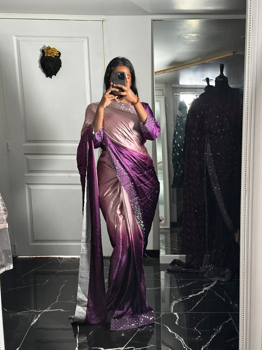 Dégradé violet- One minute saree