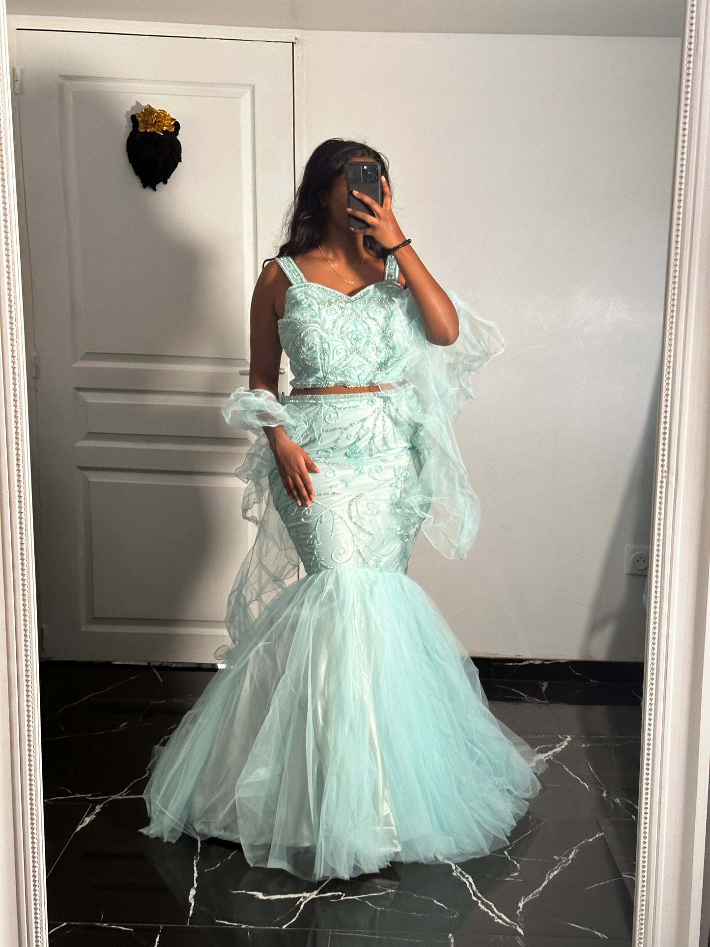 Lehenga sirène bleu