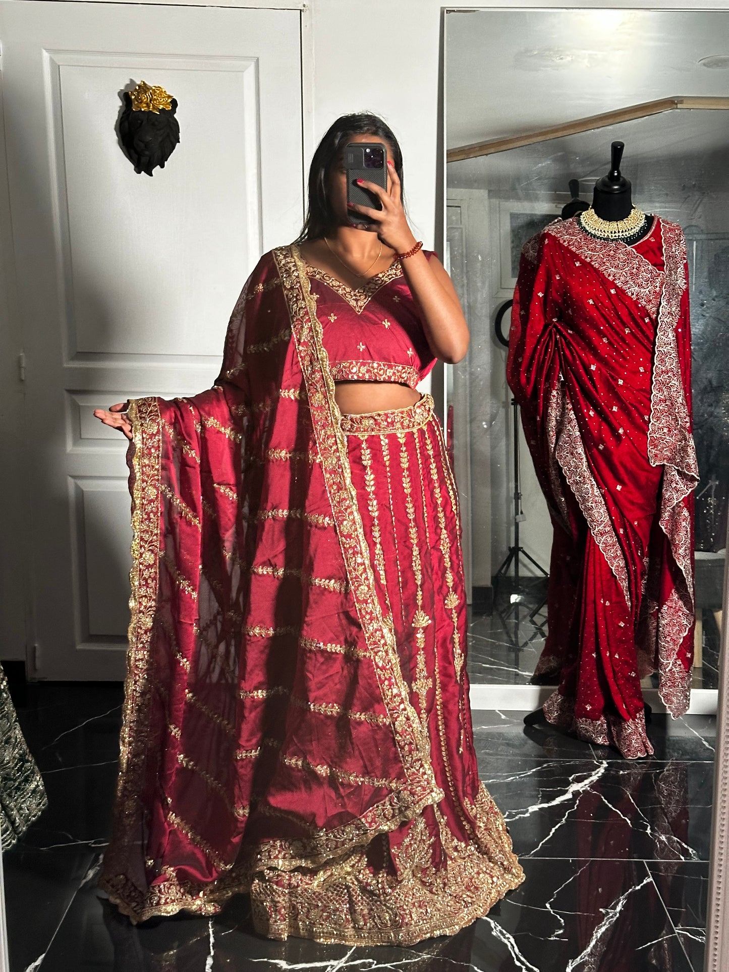 Red & gold lehenga