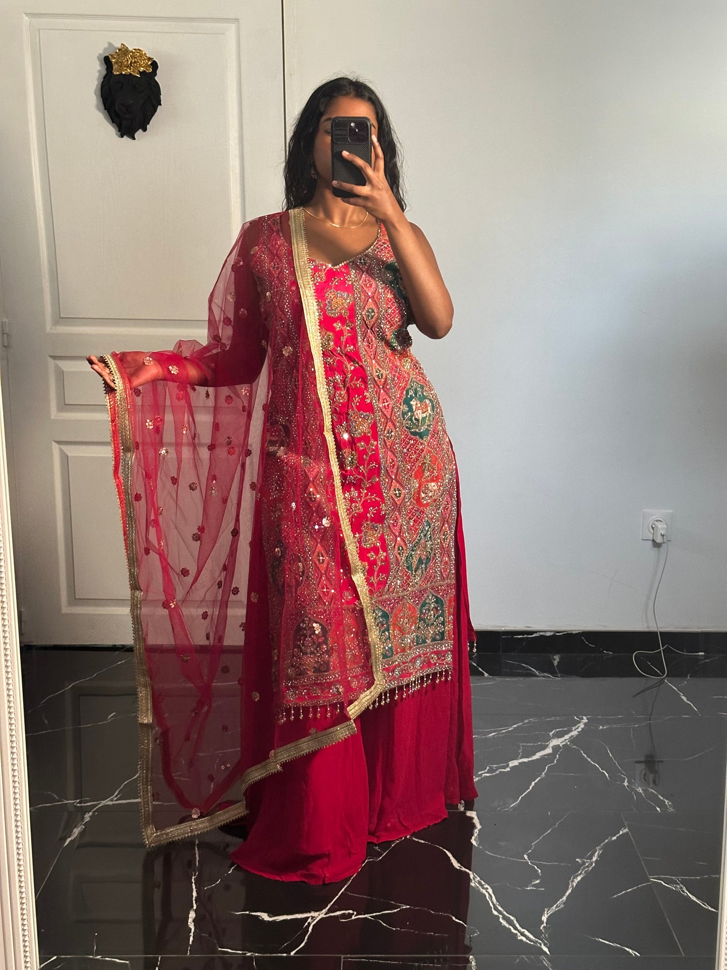 Salwar rose rubis