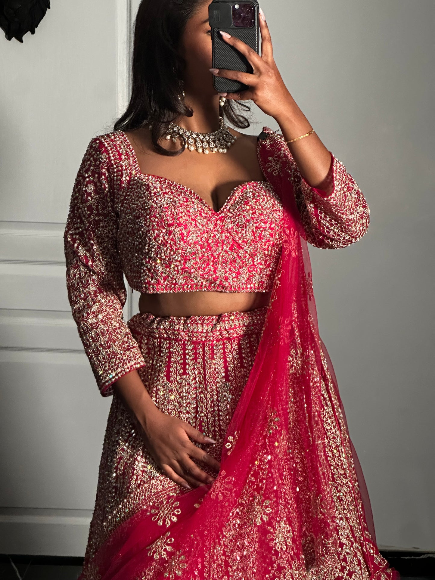 Lehenga rouge fushia