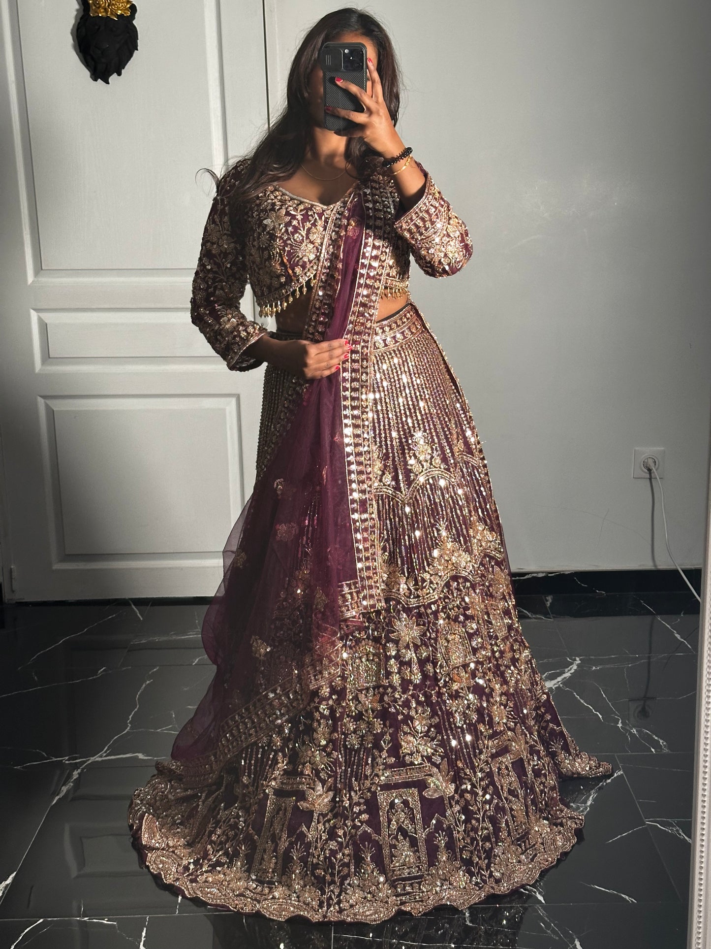 Lehenga Royal Grenat