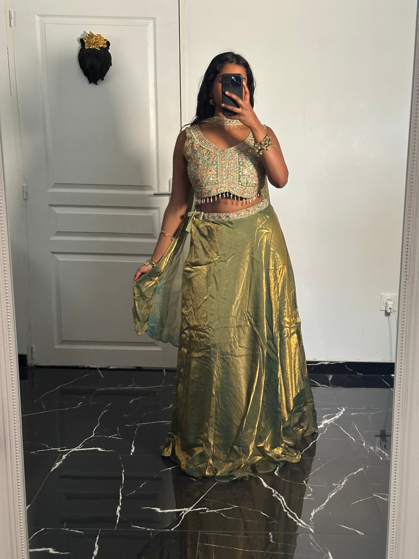 Lehenga Vert olive