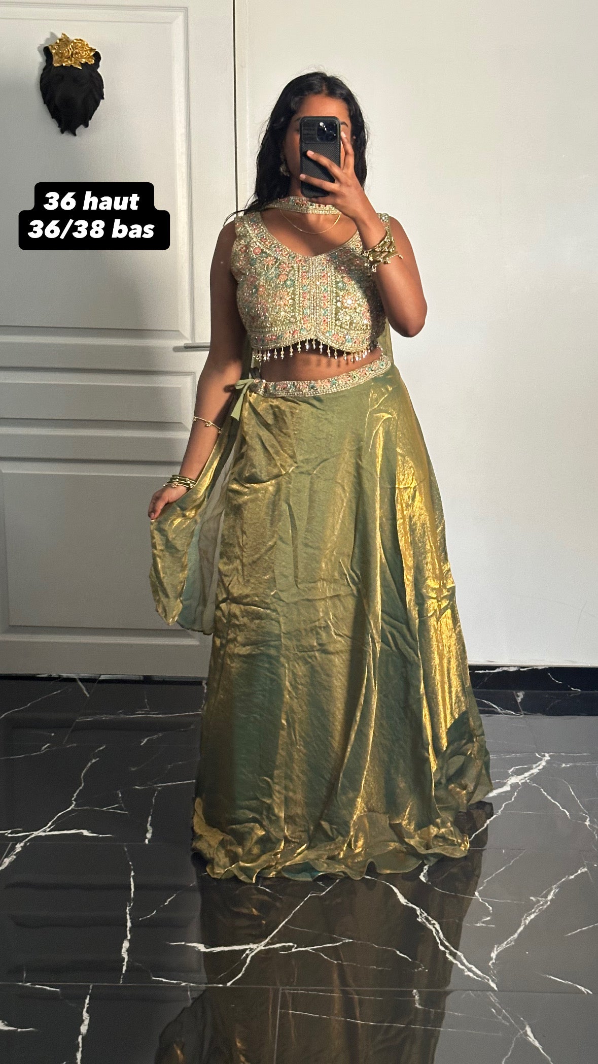 Lehenga Vert olive