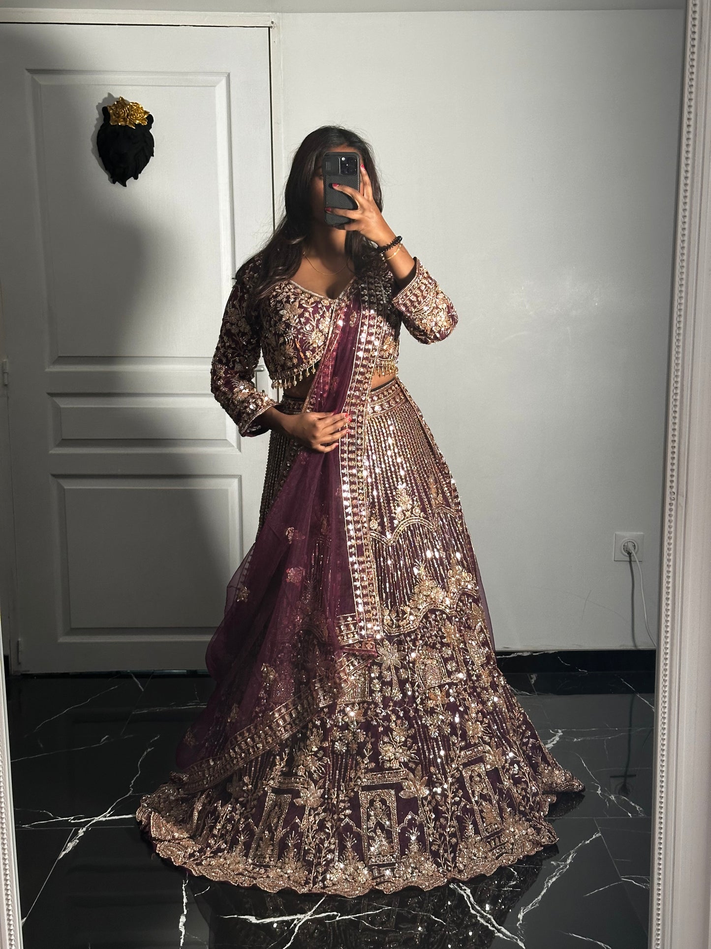 Lehenga Royal Grenat