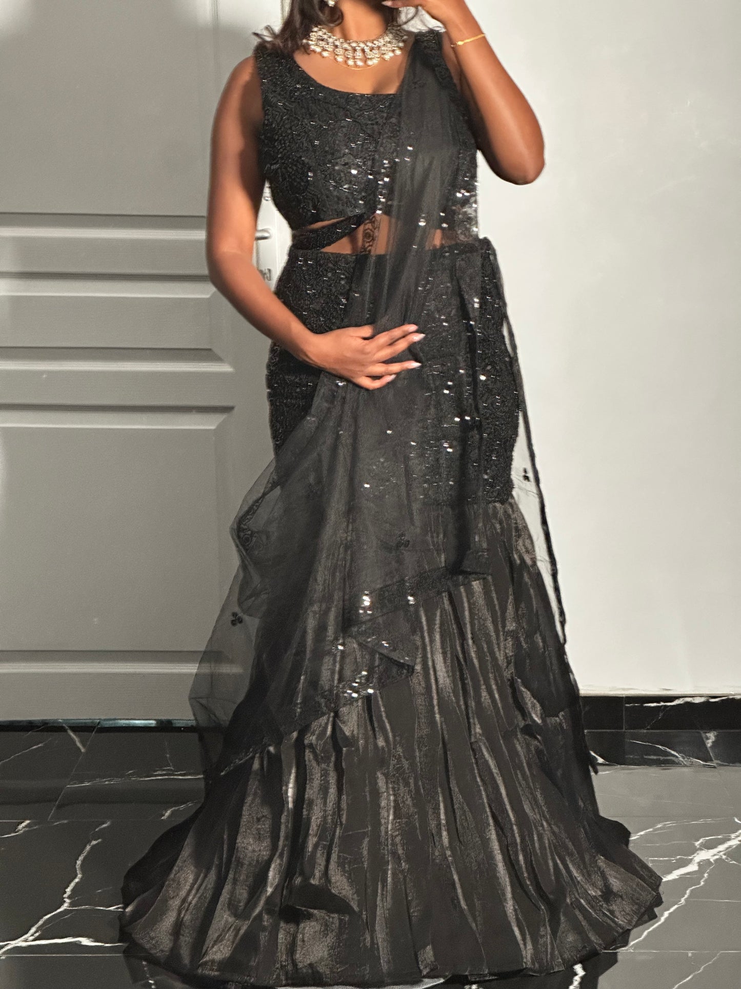 Lehenga sirène noir