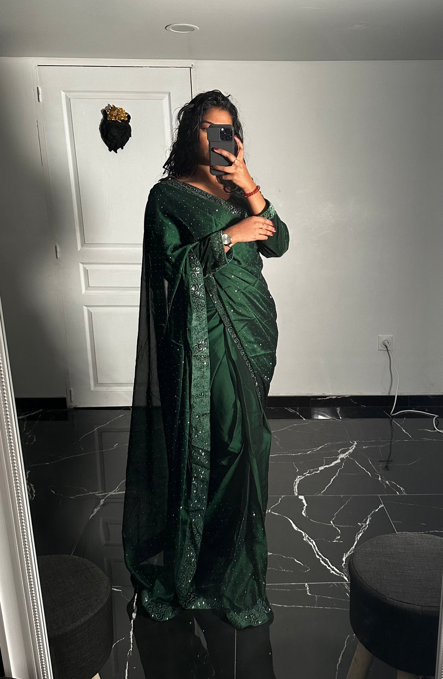 One minute Saree vert
