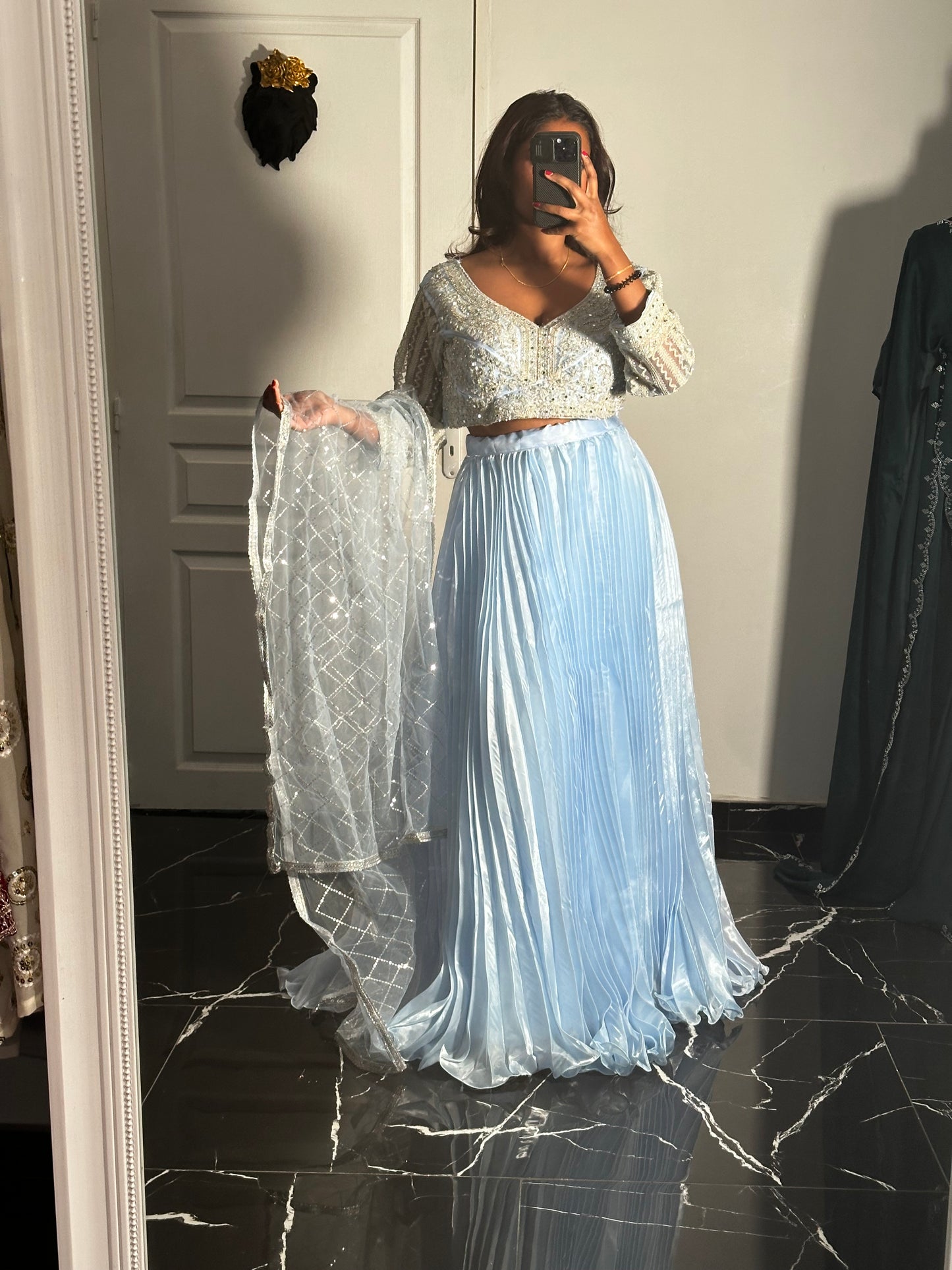 Lehenga Bleu Glacé