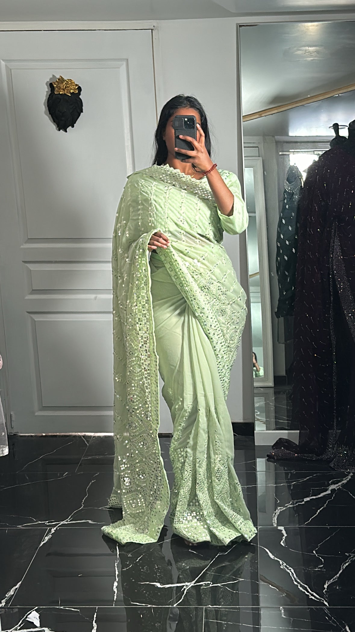 Suzi- One minute Saree vert pastel