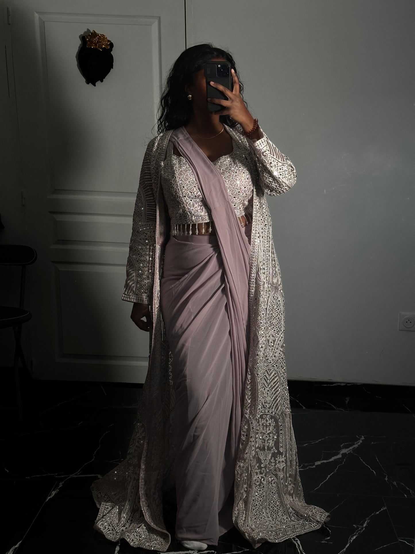 Gown top saree et jacket