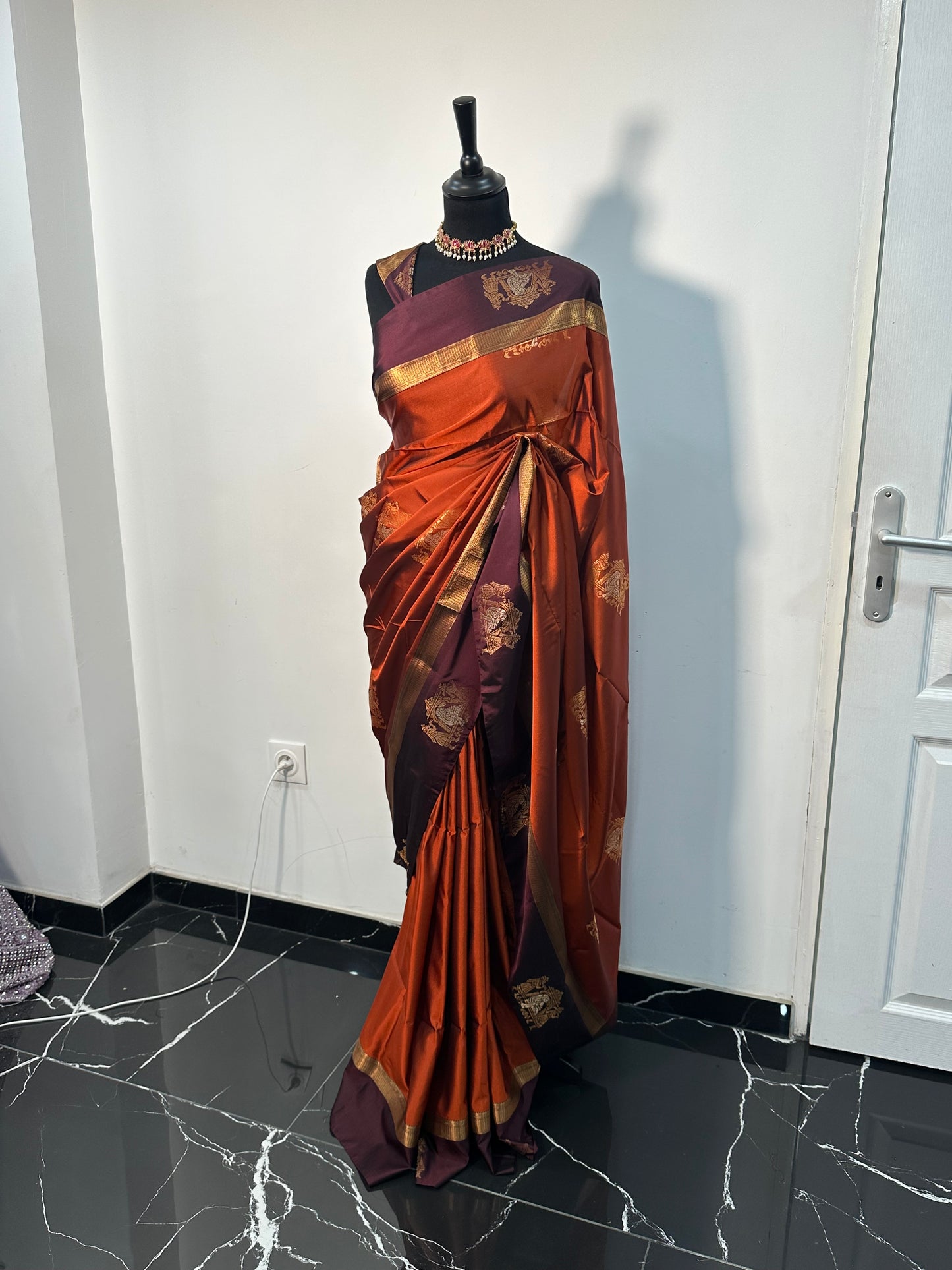 Sari Soft Silk – Terracotta & Prune