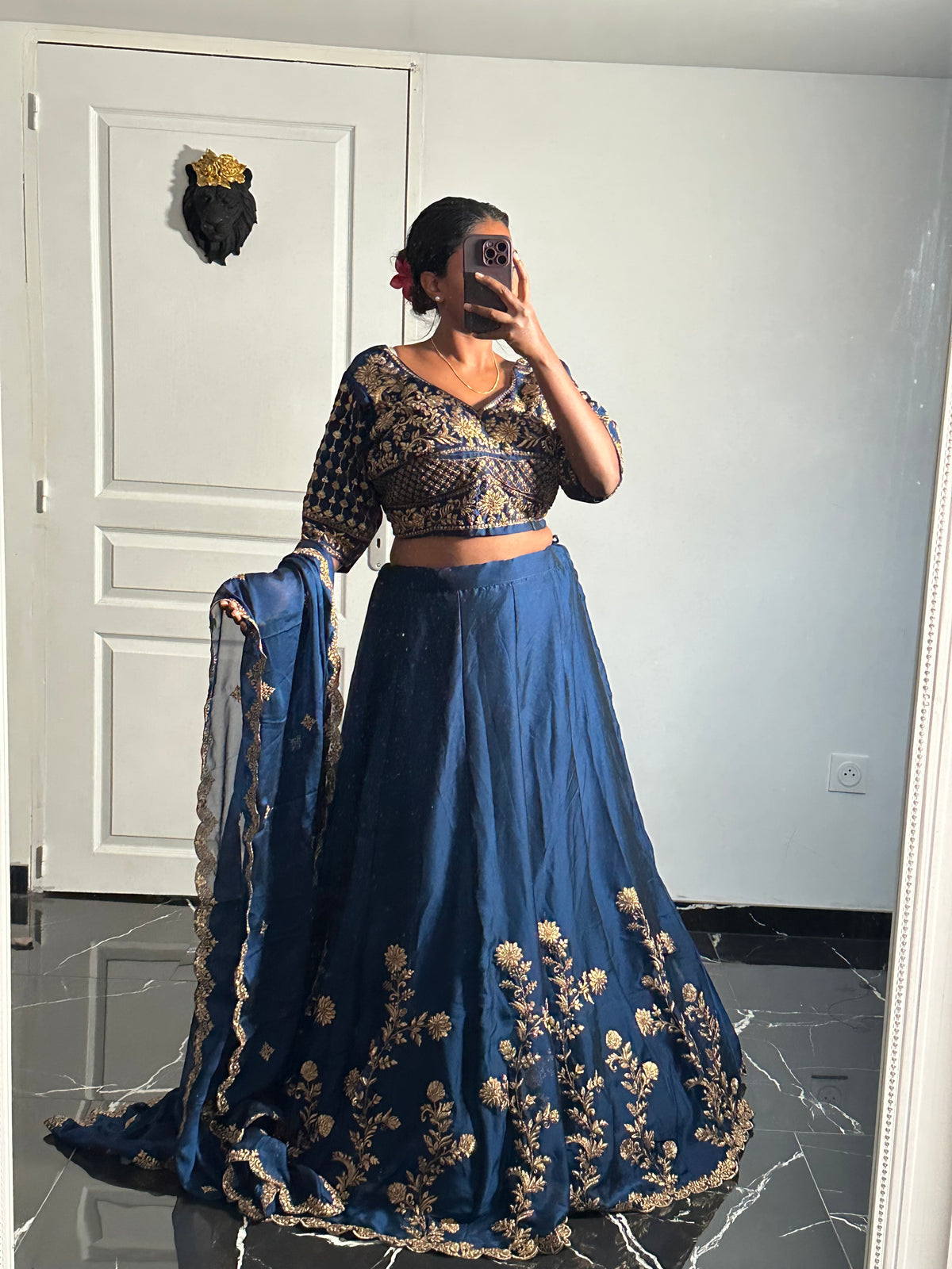 Lehenga Nilani bleu