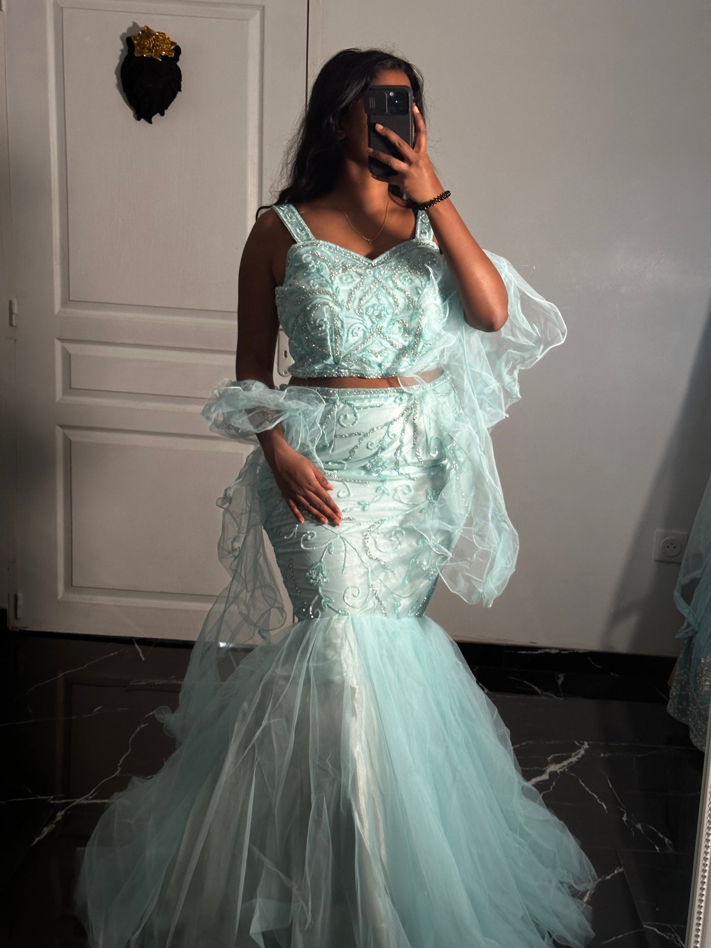 Lehenga sirène bleu